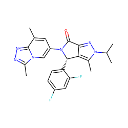 Cc1cc(N2C(=O)c3nn(C(C)C)c(C)c3[C@@H]2c2ccc(F)cc2F)cn2c(C)nnc12 ZINC000261096496