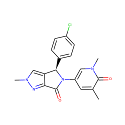 Cc1cc(N2C(=O)c3nn(C)cc3[C@H]2c2ccc(Cl)cc2)cn(C)c1=O ZINC000220359378