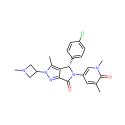 Cc1cc(N2C(=O)c3nn(C4CN(C)C4)c(C)c3[C@@H]2c2ccc(Cl)cc2)cn(C)c1=O ZINC000261143354