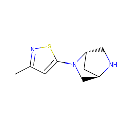 Cc1cc(N2C[C@H]3C[C@H]2CN3)sn1 ZINC000136085620