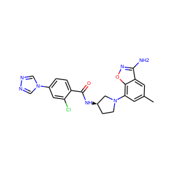 Cc1cc(N2CC[C@@H](NC(=O)c3ccc(-n4cnnc4)cc3Cl)C2)c2onc(N)c2c1 ZINC001772571054