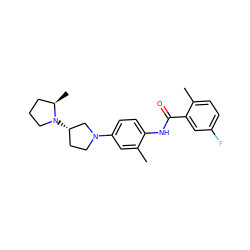 Cc1cc(N2CC[C@H](N3CCC[C@H]3C)C2)ccc1NC(=O)c1cc(F)ccc1C ZINC000096272959