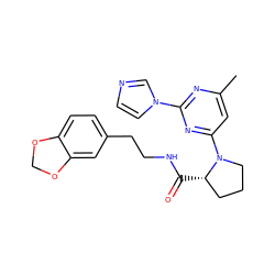 Cc1cc(N2CCC[C@@H]2C(=O)NCCc2ccc3c(c2)OCO3)nc(-n2ccnc2)n1 ZINC000034951255