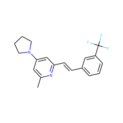 Cc1cc(N2CCCC2)cc(/C=C/c2cccc(C(F)(F)F)c2)n1 ZINC000026144784