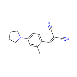 Cc1cc(N2CCCC2)ccc1C=C(C#N)C#N ZINC000000573877