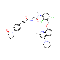 Cc1cc(N2CCCCC2)c2cccc(OCc3c(Cl)ccc(N(C)C(=O)CNC(=O)/C=C/c4ccc(N5CCCC5=O)cc4)c3Cl)c2n1 ZINC000026580040