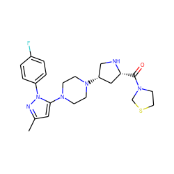 Cc1cc(N2CCN([C@@H]3CN[C@H](C(=O)N4CCSC4)C3)CC2)n(-c2ccc(F)cc2)n1 ZINC000095558281