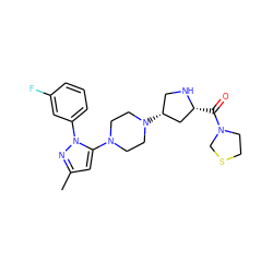 Cc1cc(N2CCN([C@@H]3CN[C@H](C(=O)N4CCSC4)C3)CC2)n(-c2cccc(F)c2)n1 ZINC000095561189