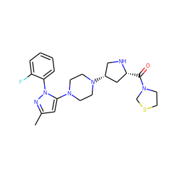 Cc1cc(N2CCN([C@@H]3CN[C@H](C(=O)N4CCSC4)C3)CC2)n(-c2ccccc2F)n1 ZINC000095561193