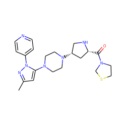 Cc1cc(N2CCN([C@@H]3CN[C@H](C(=O)N4CCSC4)C3)CC2)n(-c2ccncc2)n1 ZINC000095561160