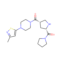 Cc1cc(N2CCN(C(=O)[C@@H]3CN[C@H](C(=O)N4CCCC4)C3)CC2)sn1 ZINC000029130677