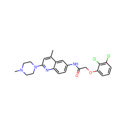 Cc1cc(N2CCN(C)CC2)nc2ccc(NC(=O)COc3cccc(Cl)c3Cl)cc12 ZINC000028376737