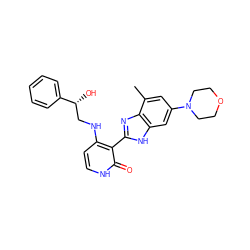 Cc1cc(N2CCOCC2)cc2[nH]c(-c3c(NC[C@@H](O)c4ccccc4)cc[nH]c3=O)nc12 ZINC000063539560