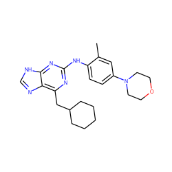 Cc1cc(N2CCOCC2)ccc1Nc1nc(CC2CCCCC2)c2nc[nH]c2n1 ZINC000084669197