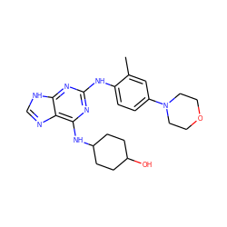 Cc1cc(N2CCOCC2)ccc1Nc1nc(NC2CCC(O)CC2)c2nc[nH]c2n1 ZINC000084655145