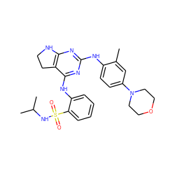 Cc1cc(N2CCOCC2)ccc1Nc1nc2c(c(Nc3ccccc3S(=O)(=O)NC(C)C)n1)CCN2 ZINC000221647024