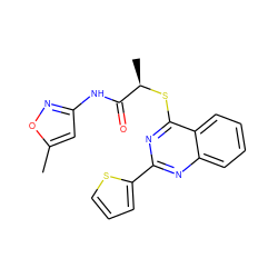 Cc1cc(NC(=O)[C@@H](C)Sc2nc(-c3cccs3)nc3ccccc23)no1 ZINC000007298650