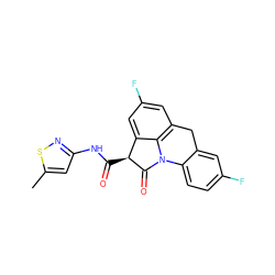 Cc1cc(NC(=O)[C@@H]2C(=O)N3c4ccc(F)cc4Cc4cc(F)cc2c43)ns1 ZINC000026161681