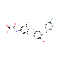 Cc1cc(NC(=O)C(=O)O)cc(C)c1Oc1ccc(O)c(Cc2ccc(Cl)cc2)c1 ZINC000013602447