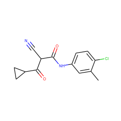 Cc1cc(NC(=O)C(C#N)C(=O)C2CC2)ccc1Cl ZINC000100785213