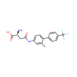 Cc1cc(NC(=O)C[C@H](N)C(=O)O)ccc1-c1ccc(C(F)(F)F)cc1 ZINC000028528616