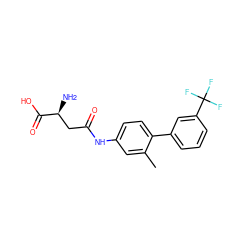 Cc1cc(NC(=O)C[C@H](N)C(=O)O)ccc1-c1cccc(C(F)(F)F)c1 ZINC000028529013