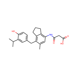 Cc1cc(NC(=O)CC(=O)O)c2c(c1Cc1ccc(O)c(C(C)C)c1)CCC2 ZINC000084707732