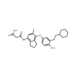 Cc1cc(NC(=O)CC(=O)O)c2c(c1Oc1ccc(O)c(CCC3CCCCC3)c1)CCC2 ZINC000095598379