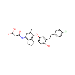 Cc1cc(NC(=O)CC(=O)O)c2c(c1Oc1ccc(O)c(CCc3ccc(Cl)cc3)c1)CCC2 ZINC000095597580