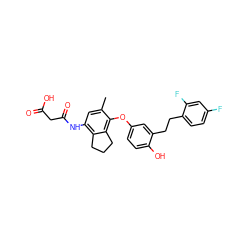 Cc1cc(NC(=O)CC(=O)O)c2c(c1Oc1ccc(O)c(CCc3ccc(F)cc3F)c1)CCC2 ZINC000095594597