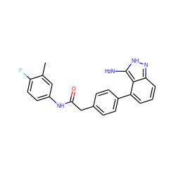 Cc1cc(NC(=O)Cc2ccc(-c3cccc4n[nH]c(N)c34)cc2)ccc1F ZINC000063298467