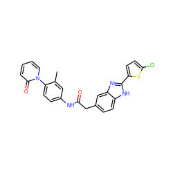 Cc1cc(NC(=O)Cc2ccc3[nH]c(-c4ccc(Cl)s4)nc3c2)ccc1-n1ccccc1=O ZINC000027211583