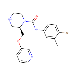 Cc1cc(NC(=O)N2CCNC[C@@H]2COc2cccnc2)ccc1Br ZINC000114577352
