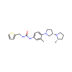 Cc1cc(NC(=O)NCc2cccs2)ccc1N1CC[C@H](N2CCC[C@@H]2C)C1 ZINC000043204925