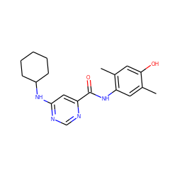 Cc1cc(NC(=O)c2cc(NC3CCCCC3)ncn2)c(C)cc1O ZINC000143987030