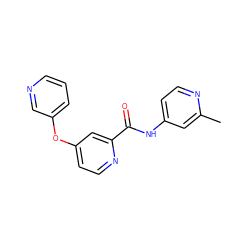 Cc1cc(NC(=O)c2cc(Oc3cccnc3)ccn2)ccn1 ZINC000167496536