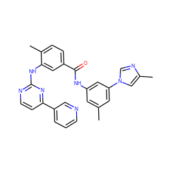 Cc1cc(NC(=O)c2ccc(C)c(Nc3nccc(-c4cccnc4)n3)c2)cc(-n2cnc(C)c2)c1 ZINC000095597036