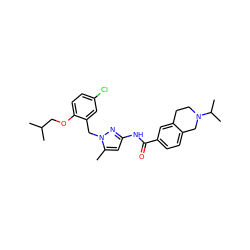 Cc1cc(NC(=O)c2ccc3c(c2)CCN(C(C)C)C3)nn1Cc1cc(Cl)ccc1OCC(C)C ZINC000040423309