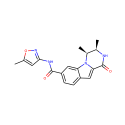 Cc1cc(NC(=O)c2ccc3cc4n(c3c2)[C@@H](C)[C@@H](C)NC4=O)no1 ZINC000209970722