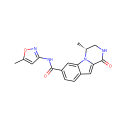 Cc1cc(NC(=O)c2ccc3cc4n(c3c2)[C@H](C)CNC4=O)no1 ZINC000117688571