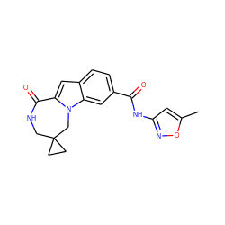 Cc1cc(NC(=O)c2ccc3cc4n(c3c2)CC2(CC2)CNC4=O)no1 ZINC000147825608