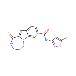 Cc1cc(NC(=O)c2ccc3cc4n(c3c2)CCCNC4=O)no1 ZINC000147706111