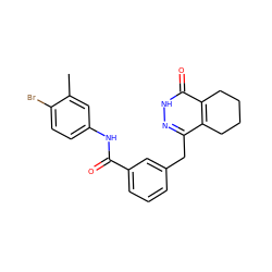 Cc1cc(NC(=O)c2cccc(Cc3n[nH]c(=O)c4c3CCCC4)c2)ccc1Br ZINC000167441513