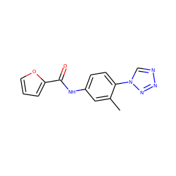 Cc1cc(NC(=O)c2ccco2)ccc1-n1cnnn1 ZINC000000414654