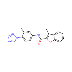 Cc1cc(NC(=O)c2oc3ccccc3c2C)ccc1-n1cnnn1 ZINC000000414658