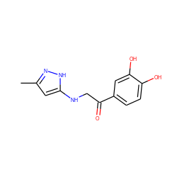 Cc1cc(NCC(=O)c2ccc(O)c(O)c2)[nH]n1 ZINC000059064080