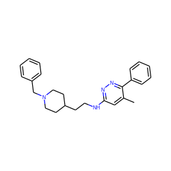 Cc1cc(NCCC2CCN(Cc3ccccc3)CC2)nnc1-c1ccccc1 ZINC000013863621