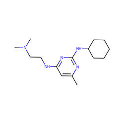 Cc1cc(NCCN(C)C)nc(NC2CCCCC2)n1 ZINC000243391547