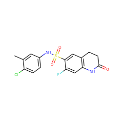 Cc1cc(NS(=O)(=O)c2cc3c(cc2F)NC(=O)CC3)ccc1Cl ZINC000073195746