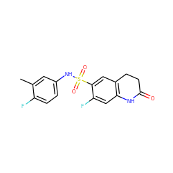 Cc1cc(NS(=O)(=O)c2cc3c(cc2F)NC(=O)CC3)ccc1F ZINC000073195747